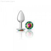 Cheeky Charms - Silver Metal Butt Plug - Round/Rainbow-French Quarter Lingerie